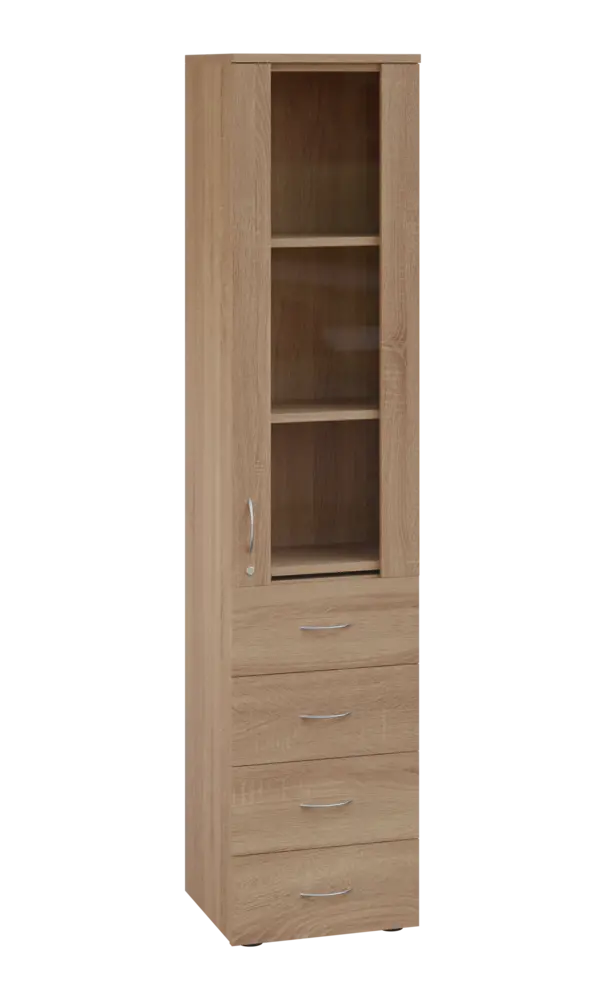 LE - 44 skříň léková prosklená, pravá, dub bardolino